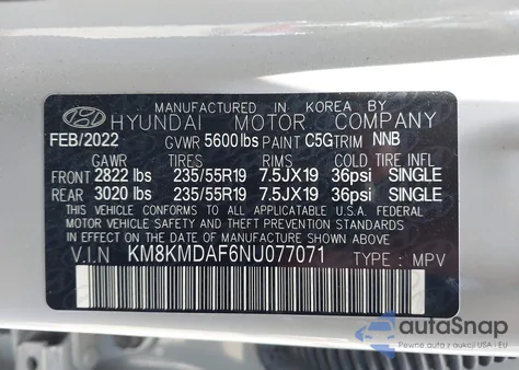 2022 Hyundai Ioniq 5 Se from USA, damaged, VIN KM8KMDAF6NU077071